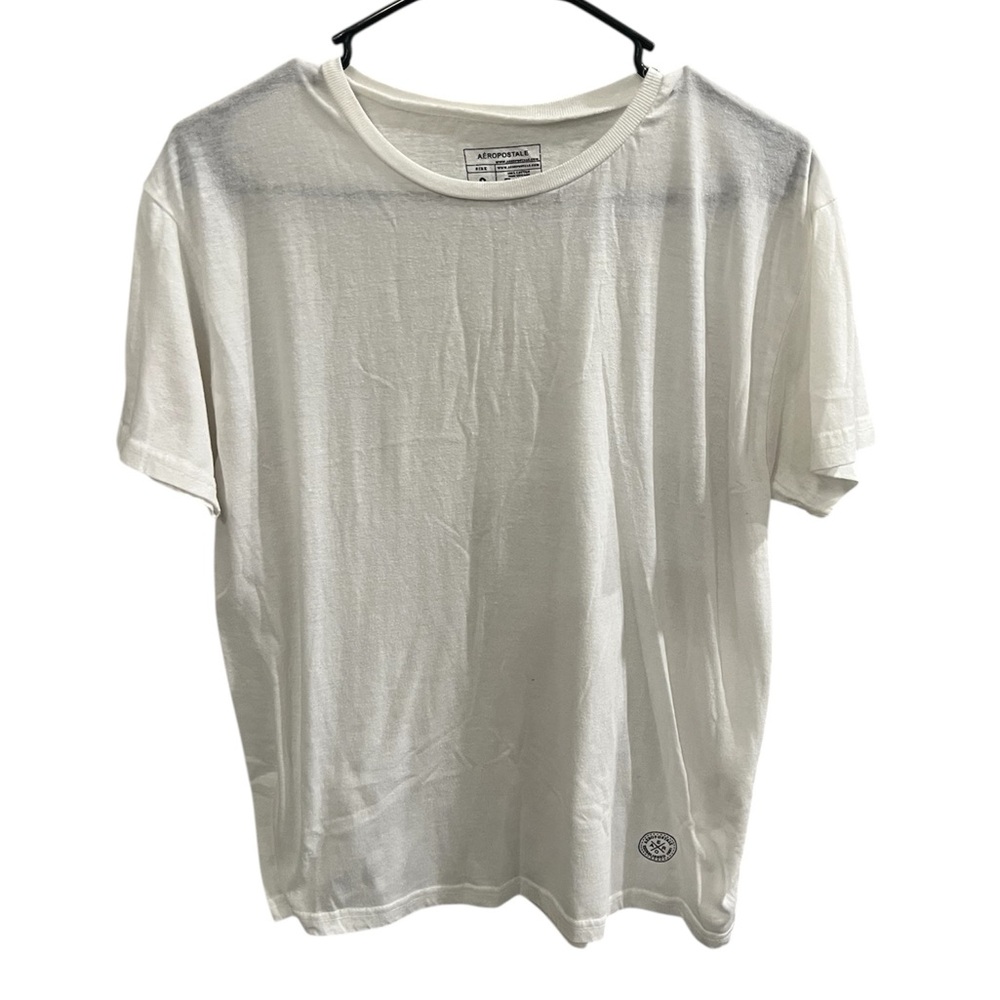 Aéropostale White Essential Tee Small Minimal Logo Patch